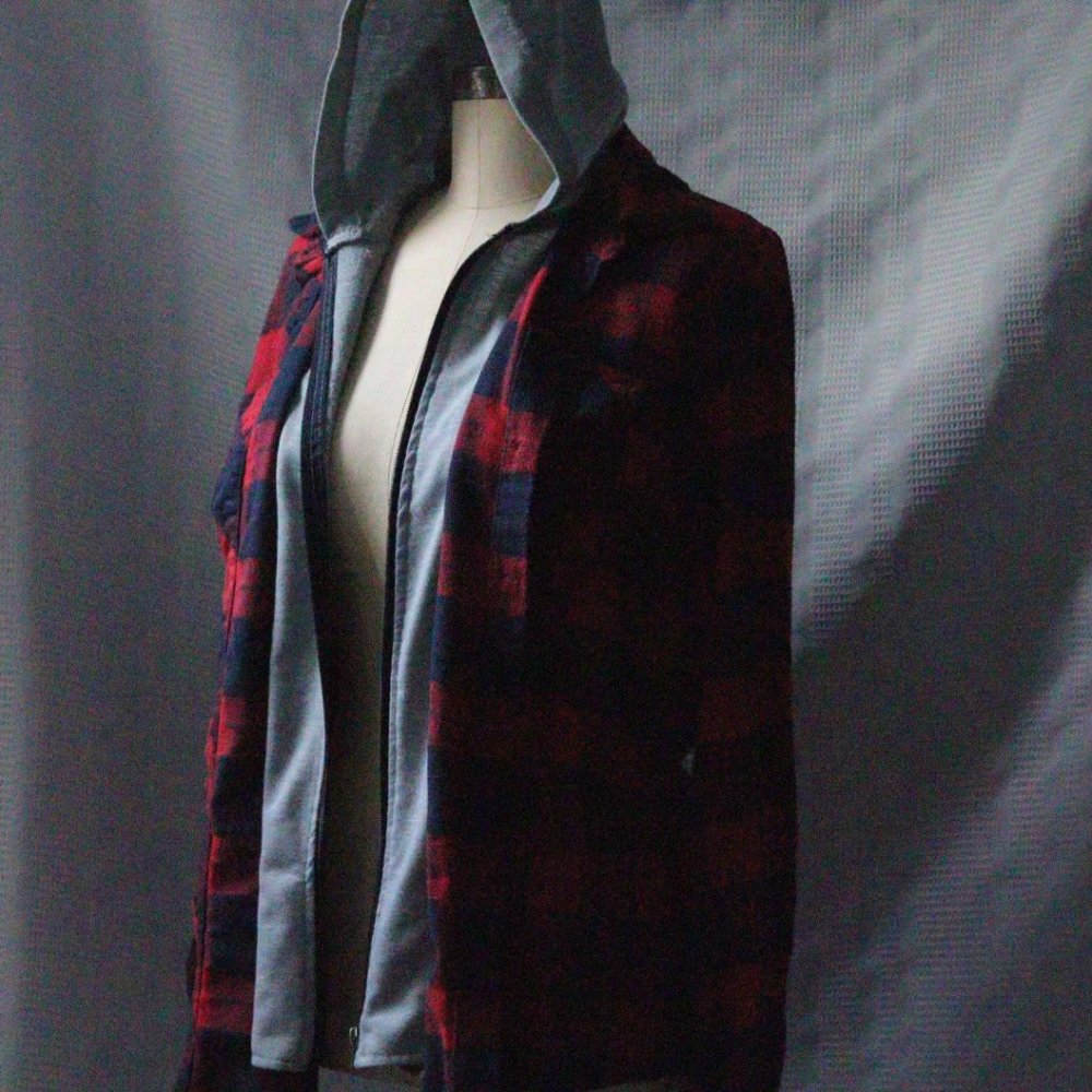 Plaid zip up with hood
